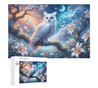 1000 PCS Puzzles pour Adultes Puzzle Enchanted Forest with White Owl Jeux Relaxants Puzzle Une Œuvre d'art Cadeaux De Noël Et d'anniversaire 1000 PCS