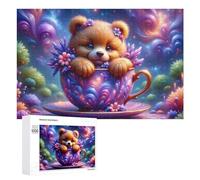 1000 PCS Puzzles pour Adultes Puzzle Magical Tea Cup Bear Fantasy Jeux Relaxants Puzzle Une Œuvre d'art Cadeaux De Noël Et d'anniversaire 1000 PCS