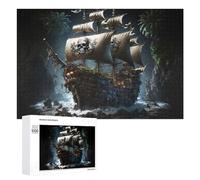 1000 PCS Puzzles pour Adultes Puzzle Pirate Ship with Skull Sails Jeux Relaxants Puzzle Une Œuvre d'art Cadeaux De Noël Et d'anniversaire 1000 PCS