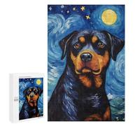 1000 PCS Puzzles pour Adultes Rottweiler Starry Night Analyse Et Logique du Jeu De Puzzle Familial Interaction Parent-Enfant 1000 PCS