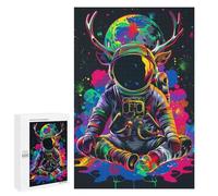 1000 PCS Puzzles pour Adultes Space Deer Astronaut Art Print Puzzle pour Adolescents Cadeau d'anniversaire Difficile Et Stimulant Cadeaux d'anniversaire Et De Noël Uniques 1000 PCS