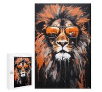 1000 PCS Puzzles pour Adultes Stylish Lion Sunglasses Art Print -1 Puzzle pour Adolescents Cadeau d'anniversaire Difficile Et Stimulant Cadeaux d'anniversaire Et De Noël Uniques 1000 PCS