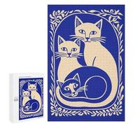1000 PCS Puzzles pour Adultes Three Cats in Floral Frame Puzzle : Un Jeu Manuel Amusant Et Humoristique, Idéal comme Cadeau d'anniversaire Ou Cadeau Unique 1000 PCS
