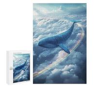 1000 PCS Puzzles pour Adultes Whale Flying Through Clouds with Rainbow Puzzles pour Adultes Jeux Relaxants Cadeaux pour Femmes Cadeaux Uniques pour Anniversaire Et Noël 1000 PCS