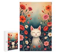 1000 PCS Puzzles pour Adultes Whimsical Cat Among Blooming Flowers Fine Art Puzzle : Un Jeu Manuel Amusant Et Humoristique, Idéal comme Cadeau d'anniversaire Ou Cadeau Unique 1000 PCS