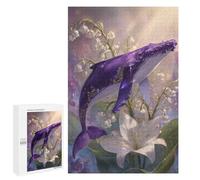 1000 PCS Puzzles Purple Whale with Flowers-1 Puzzles pour Adolescents : Amusants Et Humoristiques ! Chaque Pièce Est Unique - Jouets Éducatifs