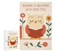 1000 PCS Puzzles Reading Owl with Flowers Illustration Puzzles pour Adolescents Découpe De Précision Activités Amusantes À La Maison Jeu Stimulant Et Jeux en Famille 1000 PCS