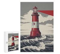 1000 PCS Puzzles Red Lighthouse Ocean View Puzzles pour Adultes Améliorent La Mémoire Défi Éducatif Jouets Jeux Éducatifs 1000 PCS