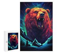 1000 PCS Puzzles Roaring Wild Bear Illustration Puzzles pour Adolescents : Amusants Et Humoristiques ! Chaque Pièce Est Unique - Jouets Éducatifs