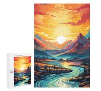 1000 PCS Puzzles Sunset Mountain River Landscape Puzzles pour Adultes Améliorent La Mémoire Défi Éducatif Jouets Jeux Éducatifs 1000 PCS