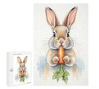 1000 PCS Puzzles Watercolor Bunny with Carrot Puzzles pour Adolescents Découpe De Précision Activités Amusantes À La Maison Jeu Stimulant Et Jeux en Famille 1000 PCS
