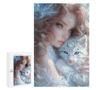 1000 PCS Puzzles Winter Fantasy with Snowflake Cat Puzzles pour Adolescents : Amusants Et Humoristiques ! Chaque Pièce Est Unique - Jouets Éducatifs
