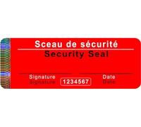 1000 pcs - Sceau de sécurité avec numéro de série - 70x25mm rouge, inscriptible - Sceau de sécurité, sceau de qualité Sceau de garantie Étiquettes de sécurité étiquette