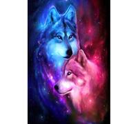 1000-piece(38x52cm) Adult Puzzle, Two Colorful Wolves Animal World Theme Paper Puzzle, Brain Teaser Game and Intellectual Toy