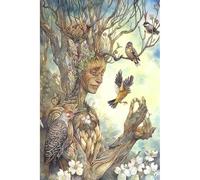 1000-piece(50x70cm) Adult Puzzle Featuring The Magical Spring Scene of Tree Spirits and Birds, an Intellectual Challenge Board Game Toy for Teenagers and Children