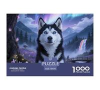 1000 Pièce Husky sibérien Jeu Éducatif Animal de Compagnie Chien Puzzle Adulte Cadeau Stimulant Puzzle Difficile Activité Familiale Parfaite Parfait pour Les Soirées De Jeu 70x50cm/1000pcs