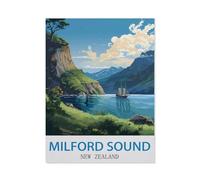 1000 Piece Jigsaw Puzzle，Milford Sound New Zealand Vintage Travel Posters，Adults Children Paper Toy Educational Game（50x70CM）-CW85