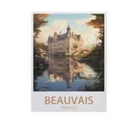 1000 Piece Jigsaw Puzzles for Adults，Beauvais France, Vintage Travel Poster，Classic Puzzle Difficult Puzzle Fun Creative DIY Toys Gifts for Girls and Boys, Family Games（26x38cm）-AO27