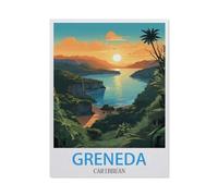 1000 Piece Jigsaw Puzzles for Adults，Grenada Caribbean Vintage Travel Posters，Classic Puzzle Difficult Puzzle Fun Creative DIY Toys Gifts for Girls and Boys, Family Games（38x52cm）-BW47