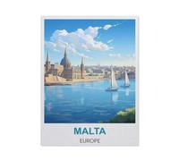 1000 Piece Jigsaw Puzzles for Adults，Malta Europe Vintage Travel Poster，Classic Puzzle Difficult Puzzle Fun Creative DIY Toys Gifts for Girls and Boys, Family Games（26x38cm）-CA87