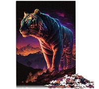 1000 Piece Jigsaw Puzzles for Adults Synthwave Tiger Wooden Jigsaw Puzzles Puzzling for Gift 50x75cm