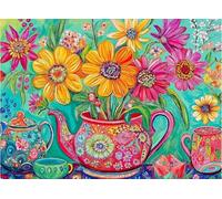 1000 Pièce Le Puzzle Coloré De Jardin De Théière, pour Adulte en Bois Puzzle Educationa Jouet Défiant, Adulte Soulagement du Stress Peinture Puzzle Décor Mural, Impossible Puzzles Jeu De Compétence