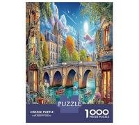 1000 Piece Paris Pont scène Jigsaw Puzzle Jeu Difficile pour Les Paysage de la Ville de Nuit Puzzle Jouet Éduchatif Idées Cadeaux Aux Adultes Et Enfants 38x26cm/1000pcs