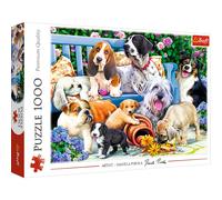 1000 Pièce Puzzle Chien Chiots Jouer dans Le Jardin Siège Animaux Fleurs