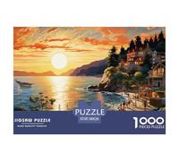 1000 Piece Puzzle, Coucher de Soleil sur Le Port Adult Jigsaw Puzzle, A Tough Jigsaw Puzzle, A Beautiful Town Puzzle Game for The Whole for Women, Gifts for Men, 38x26cm/1000pcs