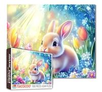 1000 Piece Puzzle for Adults Cute Little Rabbit with Flowers | Challenging Puzzle Perfect for Game Night Wall Decor DIY Art Puzzles Innocence and Charm