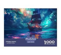1000 Piece Puzzle, Starlight Sailbateau Adult Jigsaw Puzzle, A Tough Jigsaw Puzzle, Milky Way Puzzle Game for The Whole for Women, Gifts for Men, 70x50cm/1000pcs