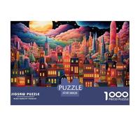 1000 Piece Puzzle, Ville de la Lune Adult Jigsaw Puzzle, A Tough Jigsaw Puzzle, Fantasy Town Puzzle Game for The Whole for Women, Gifts for Men, 38x26cm/1000pcs