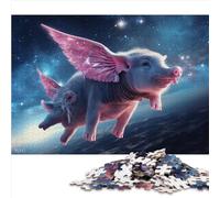 1000 Piece Puzzles for Adults Starry Sky Pink Pig Jigsaw Puzzle for Adults Premium Recycled Board for Toddler Children Boys Girls Challenging Game Gifts （26x38cm）