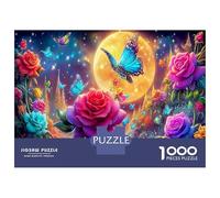 1000 Piece Rose Jigsaw Puzzle Jeu Difficile pour Les Fleurs Brillantes Puzzles Art Déco Idées Cadeaux pour Adultes Et Enfants À Partir De 12 Ans 38x26cm/1000pcs