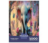 1000 Piece Safari Coucher du Soleil Jigsaw Puzzle Jeu Difficile pour Les The Little éléphant Puzzle Jouet Éduchatif Idées Cadeaux Aux Adultes Et Enfants 52x38cm/1000pcs