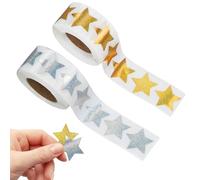 1000 Pièces/2 rouleaux Gommettes Étoiles Autocollants Brillantes Doré argent, Gommettes Noel enfant, Colorés, Pastilles Autocollantes pour Récompense Enseignant Étudiants Calendrier DIY décoration