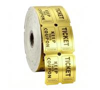 1000 Pièces (500 Paires) Billets De Tombola Doubles Rouleaux, Numérotation Consécutive, Rouge/Bleu, Ticket Tombola Déchirables pour Événements, Entrées, Loteries, Récompenses et Prix (Doré)