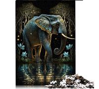 1000 Pièces Adultes Puzzle Coloré Éléphant Forêt Puzzles pour Adultes Bois Jigsaw Fun Puzzles Jeux (Taille 50x75cm)