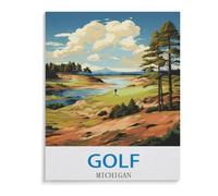 1000 pièces, affiche de voyage vintage Golf Michigan, jeu de décompression pour adultes, puzzle, jouets pour enfants, cadeaux d'anniversaire de Noël (50 x 70 cm) D83