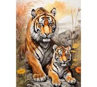 1000 Pièces - Animal Tigerss Posters - Puzzle d'art Irrégulier - Jouet Puzzle Amusant pour Adultes sur La Maladie D'Alzheimer - Jeux De Réduction du Stress en Famille Zx228Ap