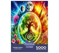 1000 Pièces Arbre de Vie Puzzles Jeu De Société Adulte Pièces Parfaitement Assorties Plantes sacrées Casse-tête Qualité Premium pour Adultes 38x26cm/1000pcs