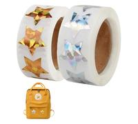 1000 Pièces Autocollants de Étoiles, Gommettes Etoiles Dorées 2.5 cm, Utocollant en Forme d'Étoile Scintillante Argenté Or, Décorations Auto-Adhésives pour Emballage Cadeaux, Scrapbooking et Cartes