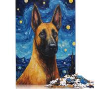 1000 pièces Belge Malinois Van Gogh Puzzle Adulte Puzzle en Bois Jeux Éducatifs pour Enfants 1000 Pièces (75x50cm)
