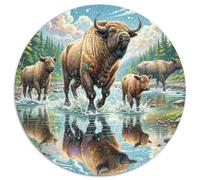1000 Pièces Bison américain Puzzles Jeu De Société Adulte Pièces Parfaitement Assorties Wild Animaux Puzzles Classiques Qualité Premium pour Adultes 1000pcs (67.5x67.5cm)