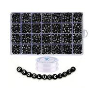 1000 pièces/boîte Fabrication De Bijoux À Propos 4X7mm Noir Rond Acrylique alphabet Lettre Perles A-Z Et Chiffre Perles Pour Femme Et Filles Taille Uniqueplastique