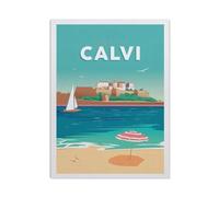 1000 Pièces Bricolage Puzzles,Affiche de Voyage Vintage en France Château de Calvi en Corse,Enfants Divertissement Décoration De La Maison Cadeau Peinture Noël(50x70cm)-BO62
