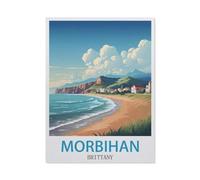 1000 Pièces Bricolage Puzzles，Affiche de Voyage Vintage Morbihan Bretagne，Enfants Divertissement Décoration De La Maison Cadeau Peinture Noël（38x26cm）-BS82