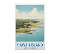 1000 Pièces Bricolage Puzzles，Kiawah Island - Poster de Voyage Vintage de l'île de la Caroline du Sud，Enfants Divertissement Décoration De La Maison Cadeau Peinture Noël（38x26cm）-G7