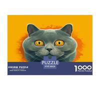 1000 Pièces British Shorthair Chat Puzzles Jeu De Société Adulte Chaton Mignon Casse-tête Activités Familiales Stimulantes Qualité Premium pour Adultes 38x26cm/1000pcs