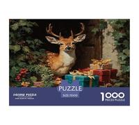 1000 Pièces Casse-tête Cerf de Noël - Animaux artistiques Jeu Éducatif Défi Cadeau Famille & Amis 70x50cm/1000pcs